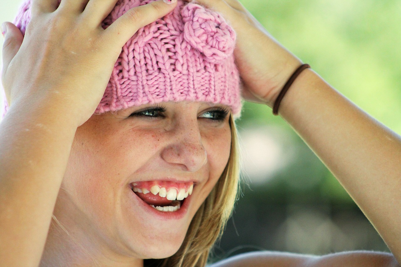 Image - girl hat happy laughing face cute