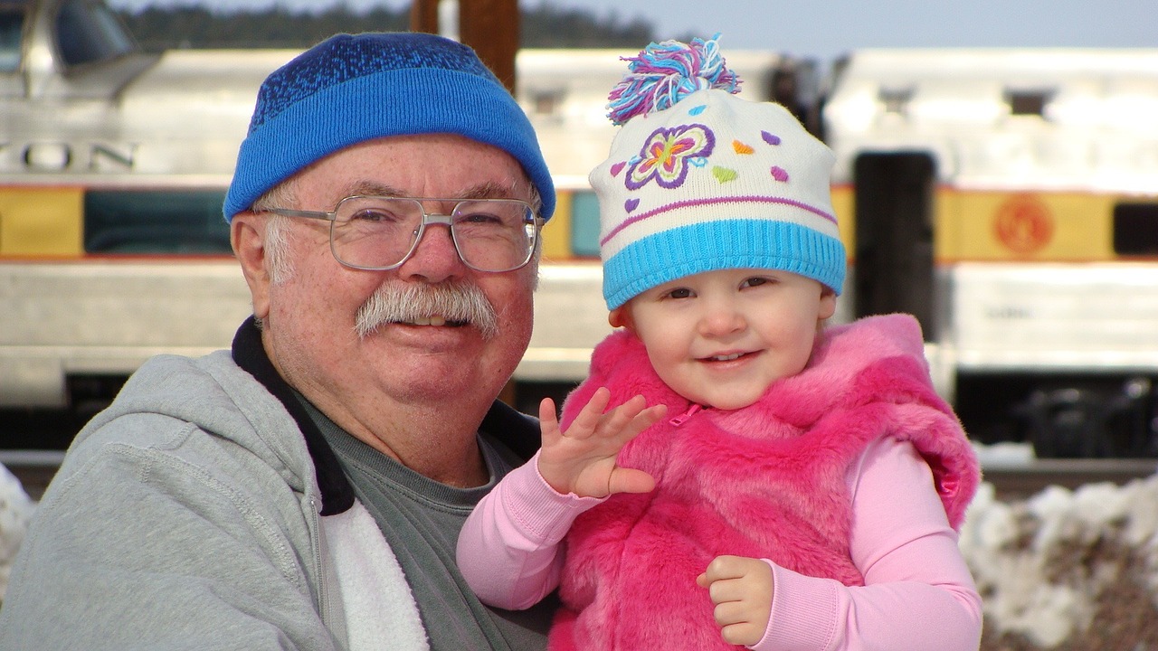 Image - grandpa granddaughter snow fun