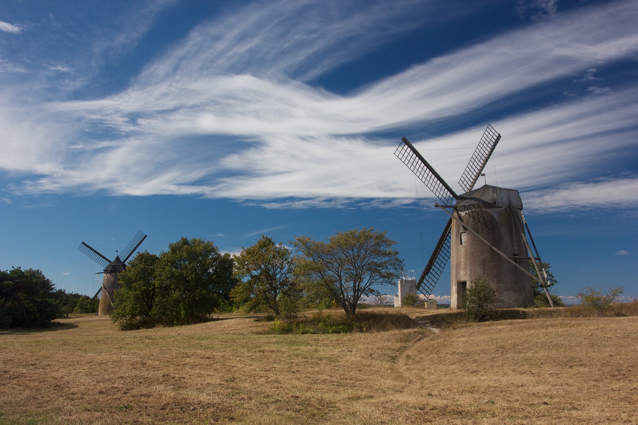 Image - gotland windmill cloud landscapes