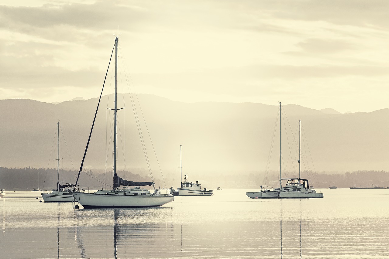 Image - anchored boats ocean nautical