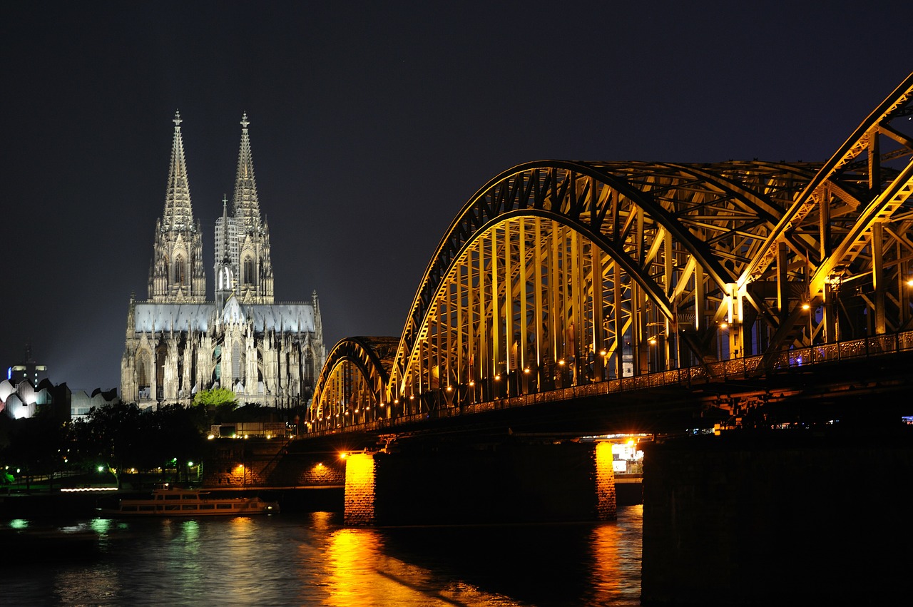 Image - night scene cologne germany rhine