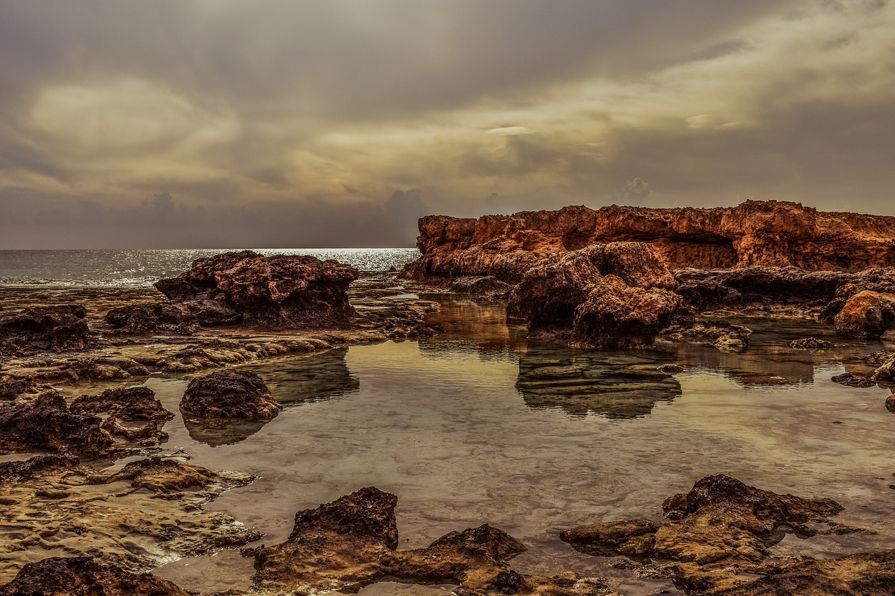 Image - rocky coast lagoon sea landscape