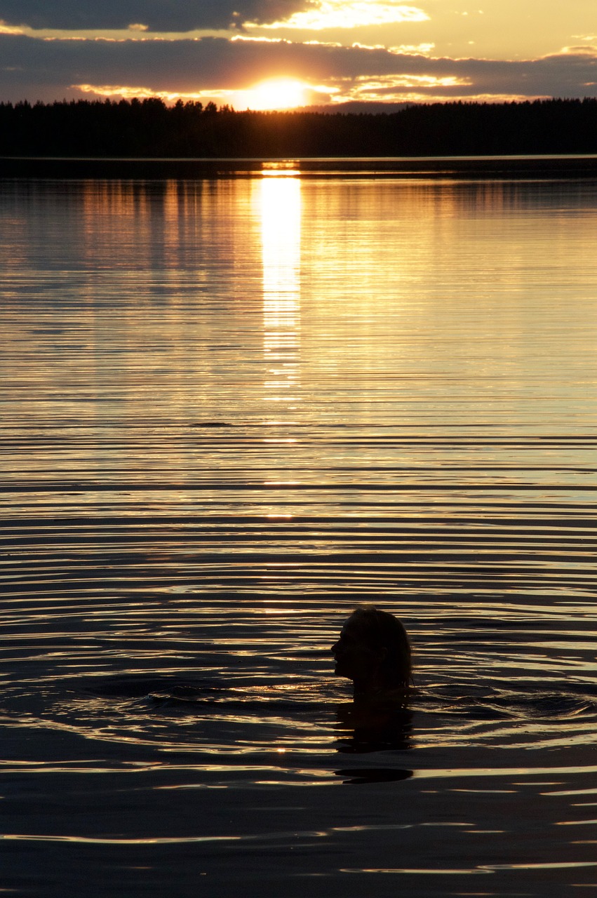 Image - bath sunset lake peaceful