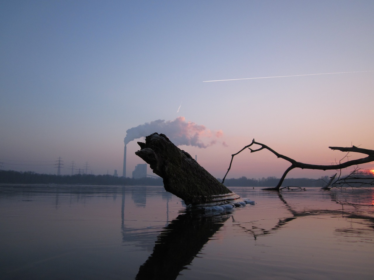 Image - sunset winter geforener lake