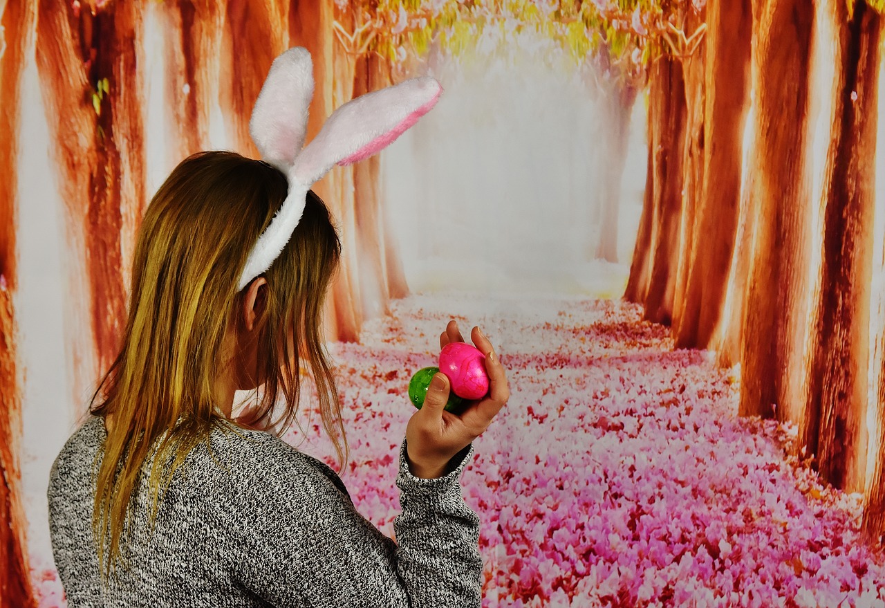 Image - easter girl rabbit ears egg