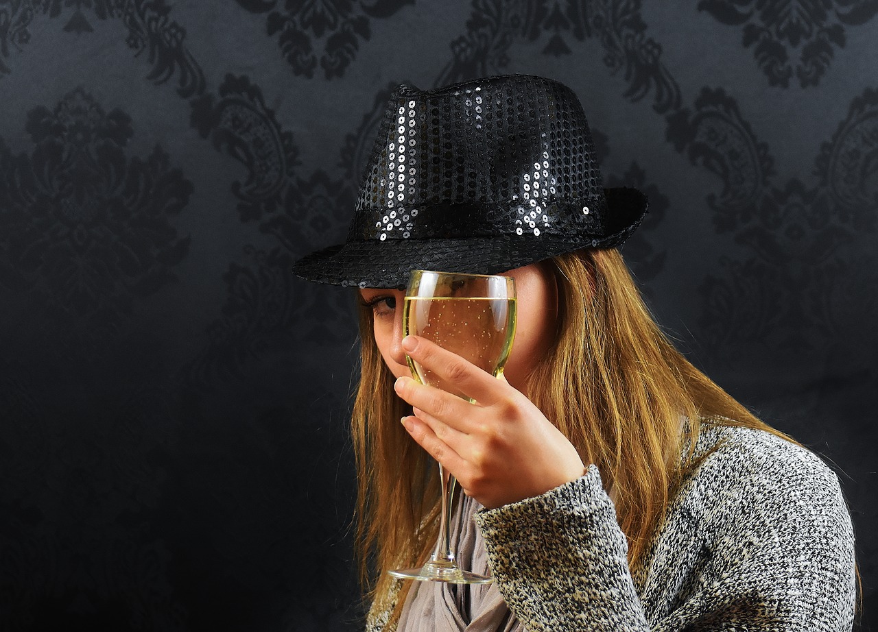 Image - woman hat champagne wine drink