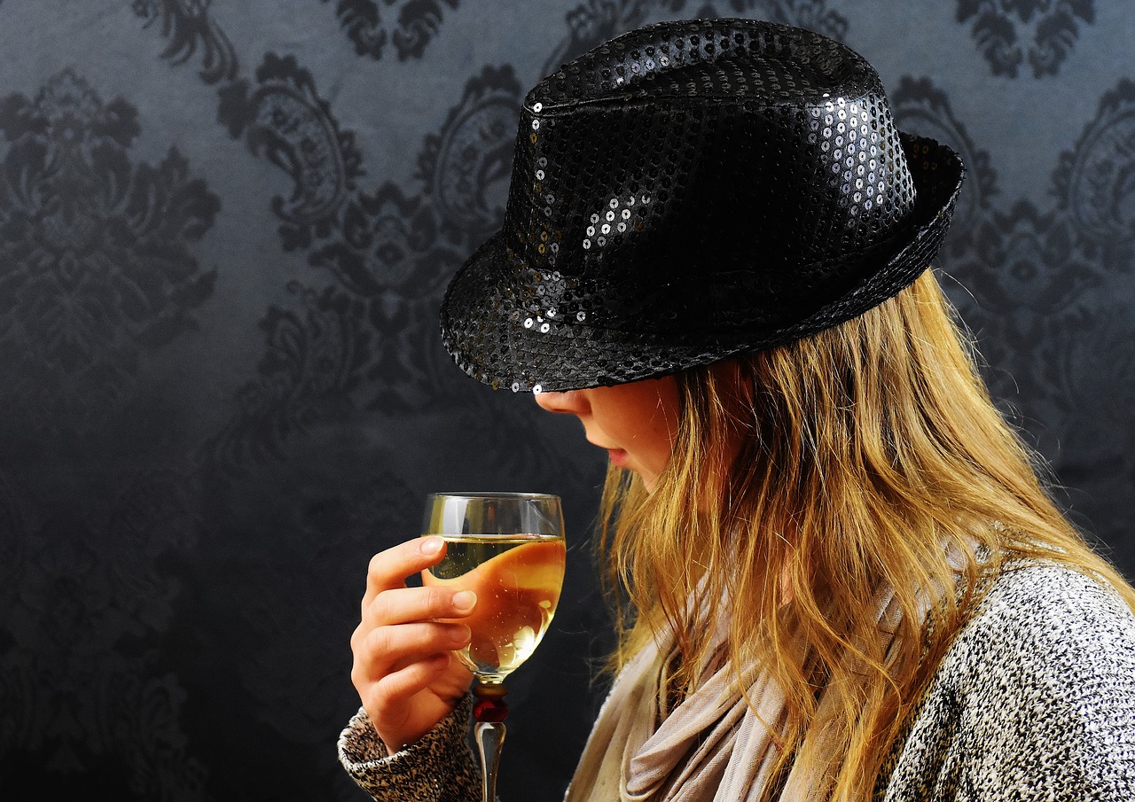 Image - woman hat champagne wine drink