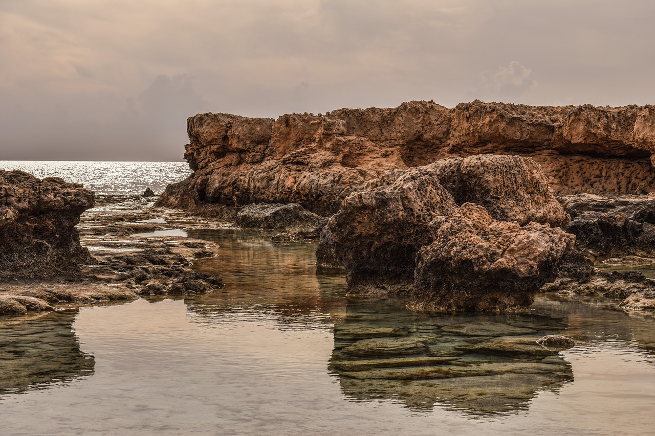 Image - rocky coast lagoon sea landscape