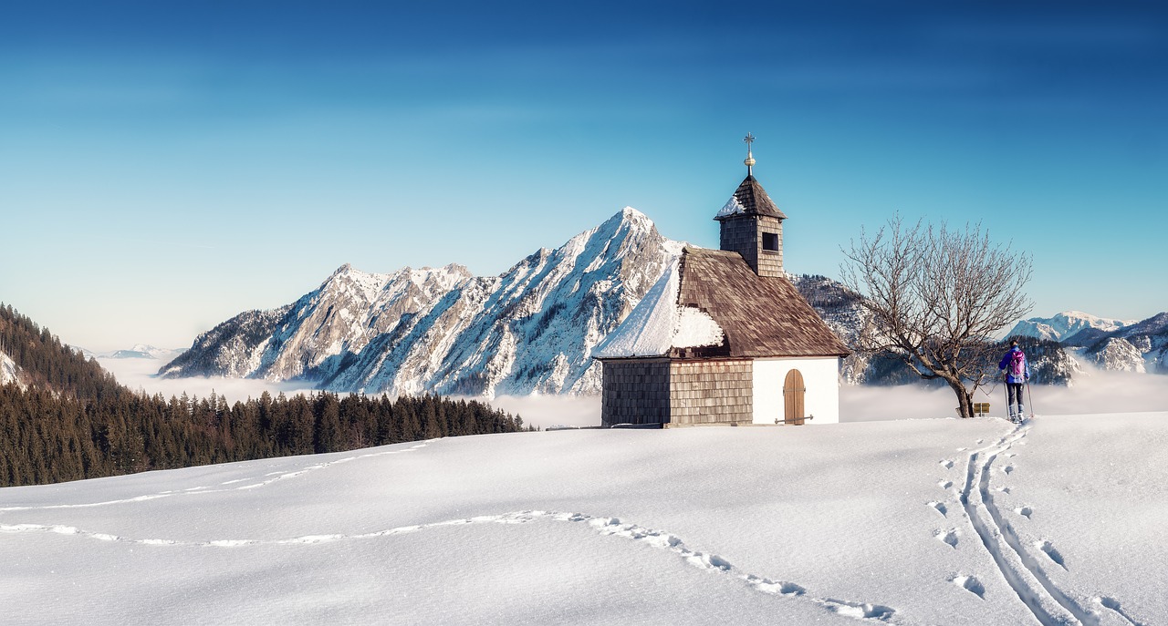 Image - chapel mountains winter alpine