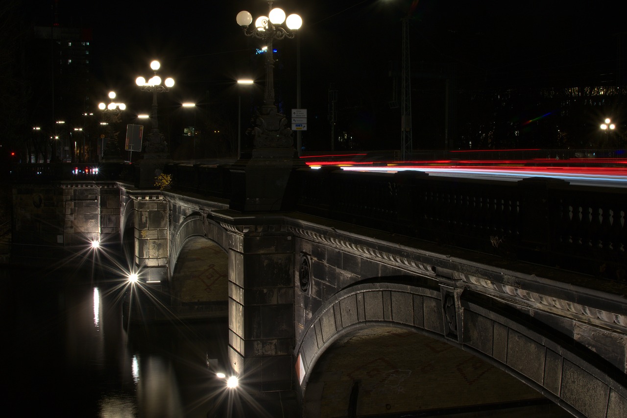 Image - hamburg night bridge auto