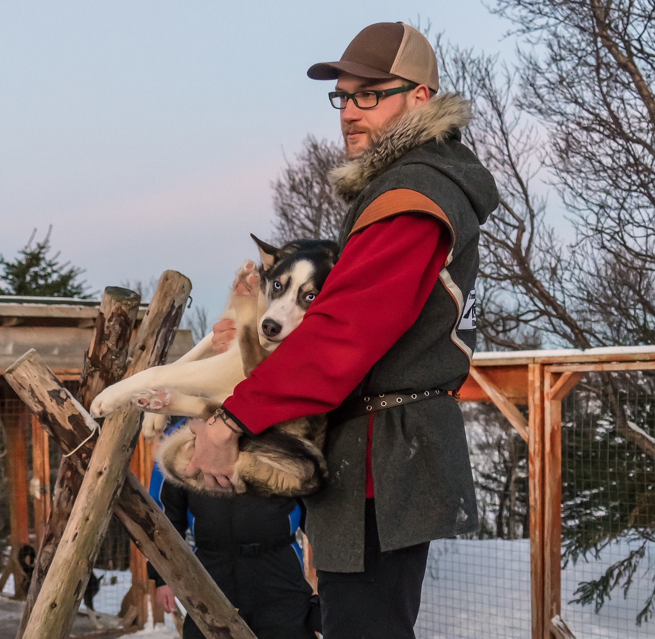 Image - husky dog sled dog person people