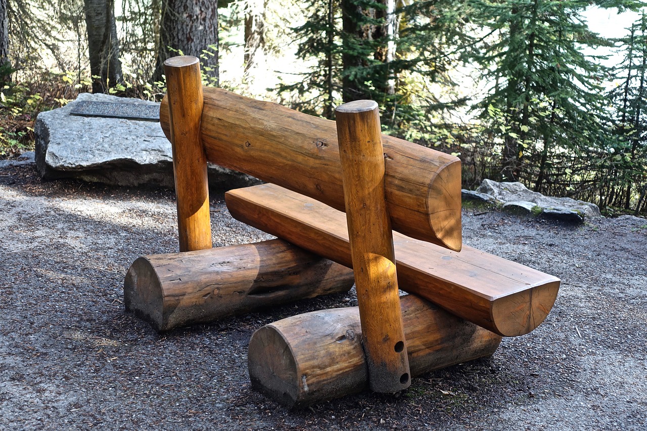 Image - seat wooden outdoors relax logs