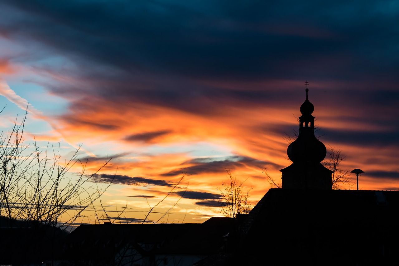 Image - night clouds sunrise church