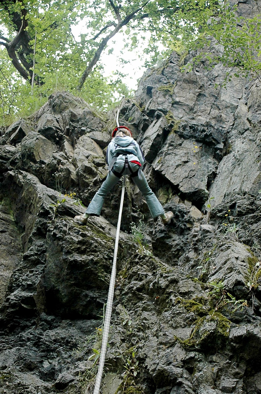 Image - climb abseil mountain rock rope