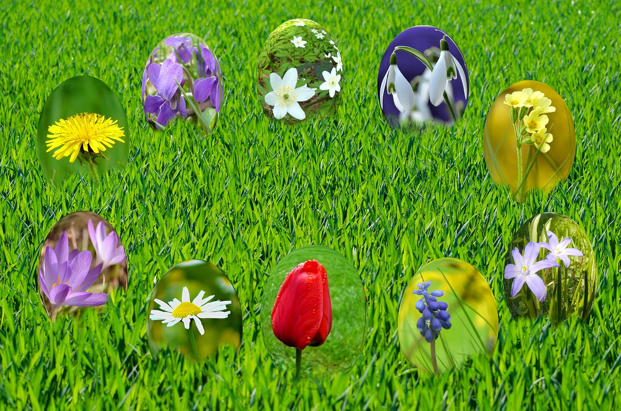 Image - easter eggs spring sun grass