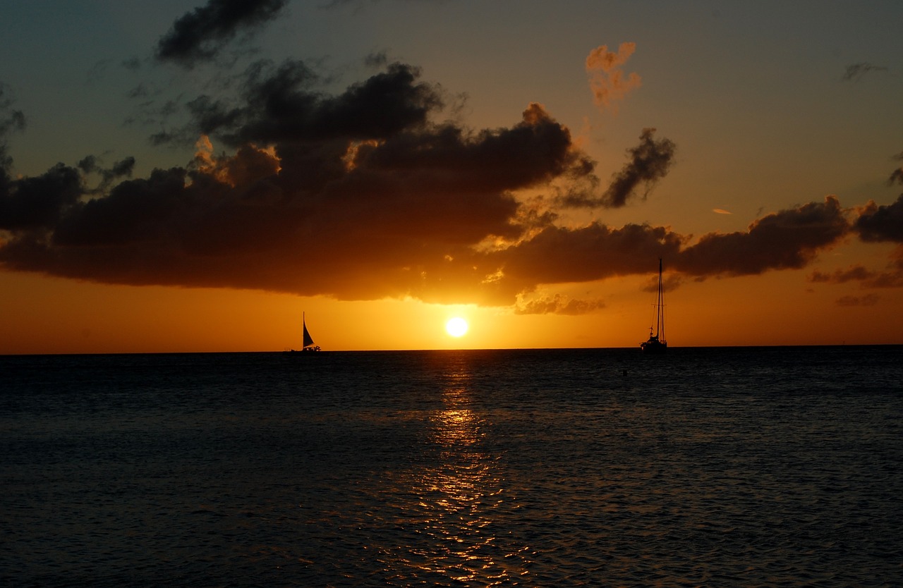 Image - aruba sunset caribbean sail