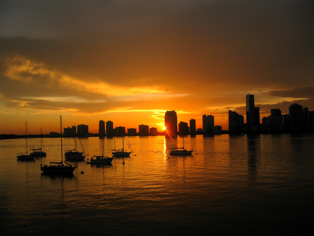 Image - dock skyline water sunset city