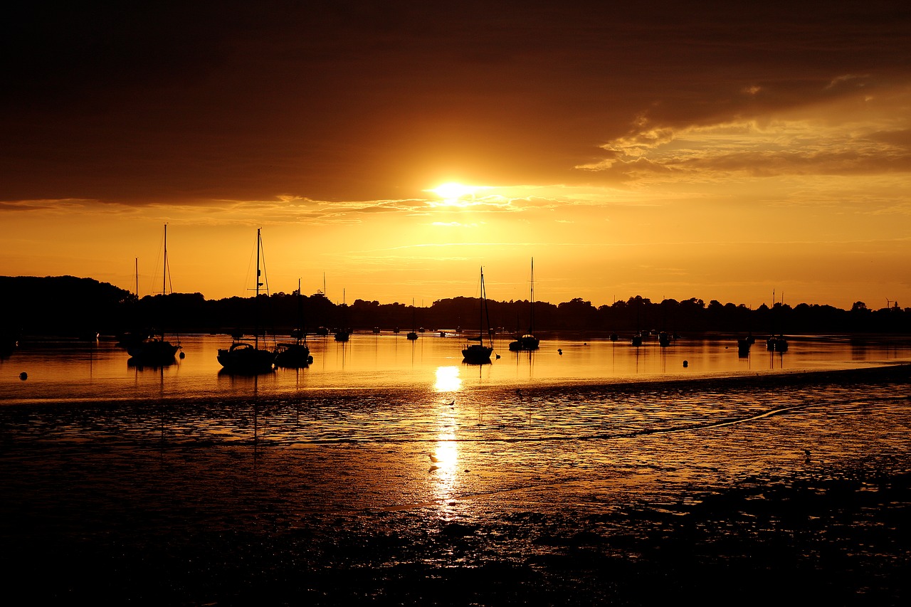 Image - sunset harbour landscape water sky