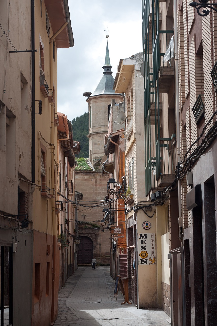 Image - spain road old town village church