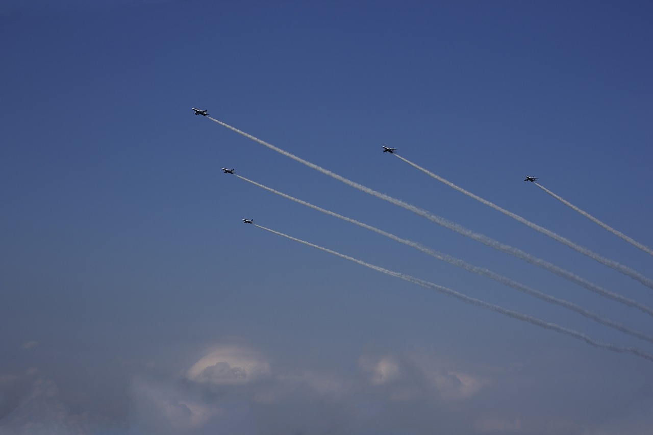 Image - fighter jet sky plane clouds trail