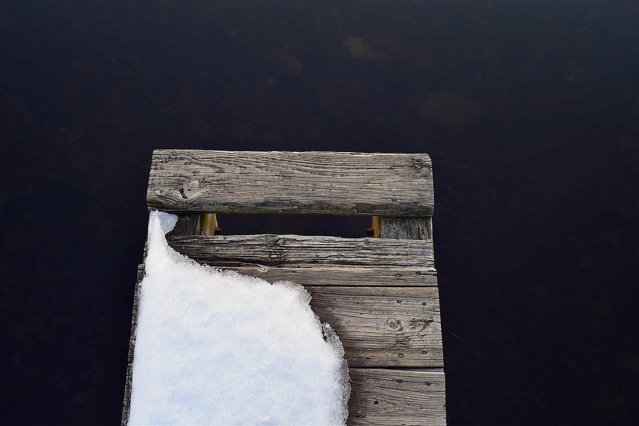 Image - dock water snow wooden grain