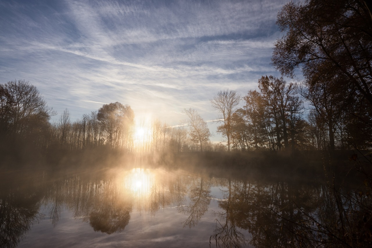 Image - lake sunrise mood morgenstimmung