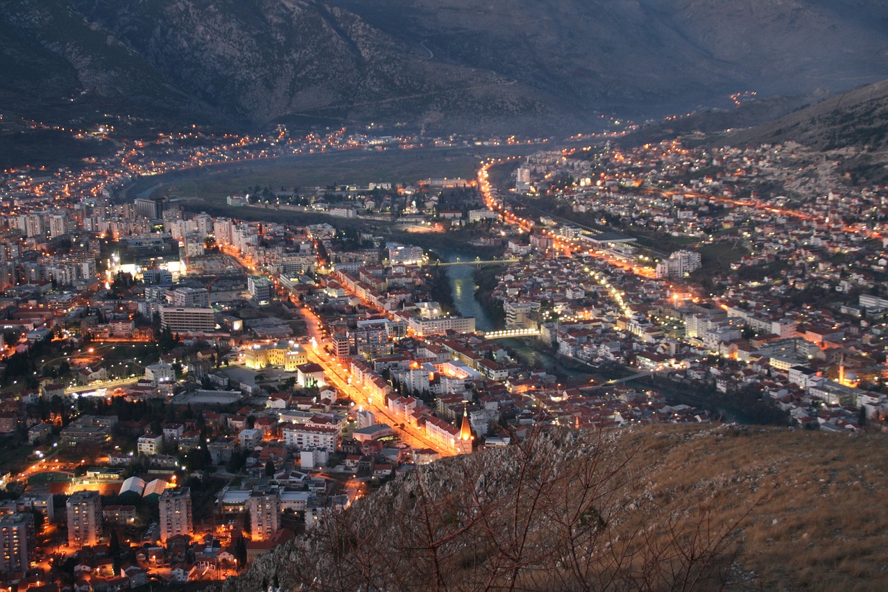 Image - city night cityscape mostar