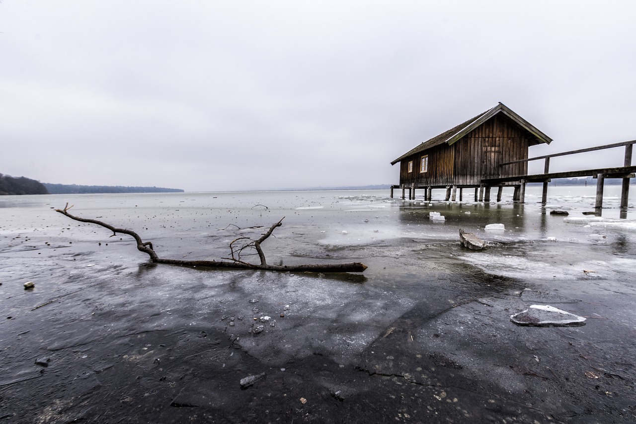 Image - ammersee boat house frozen water