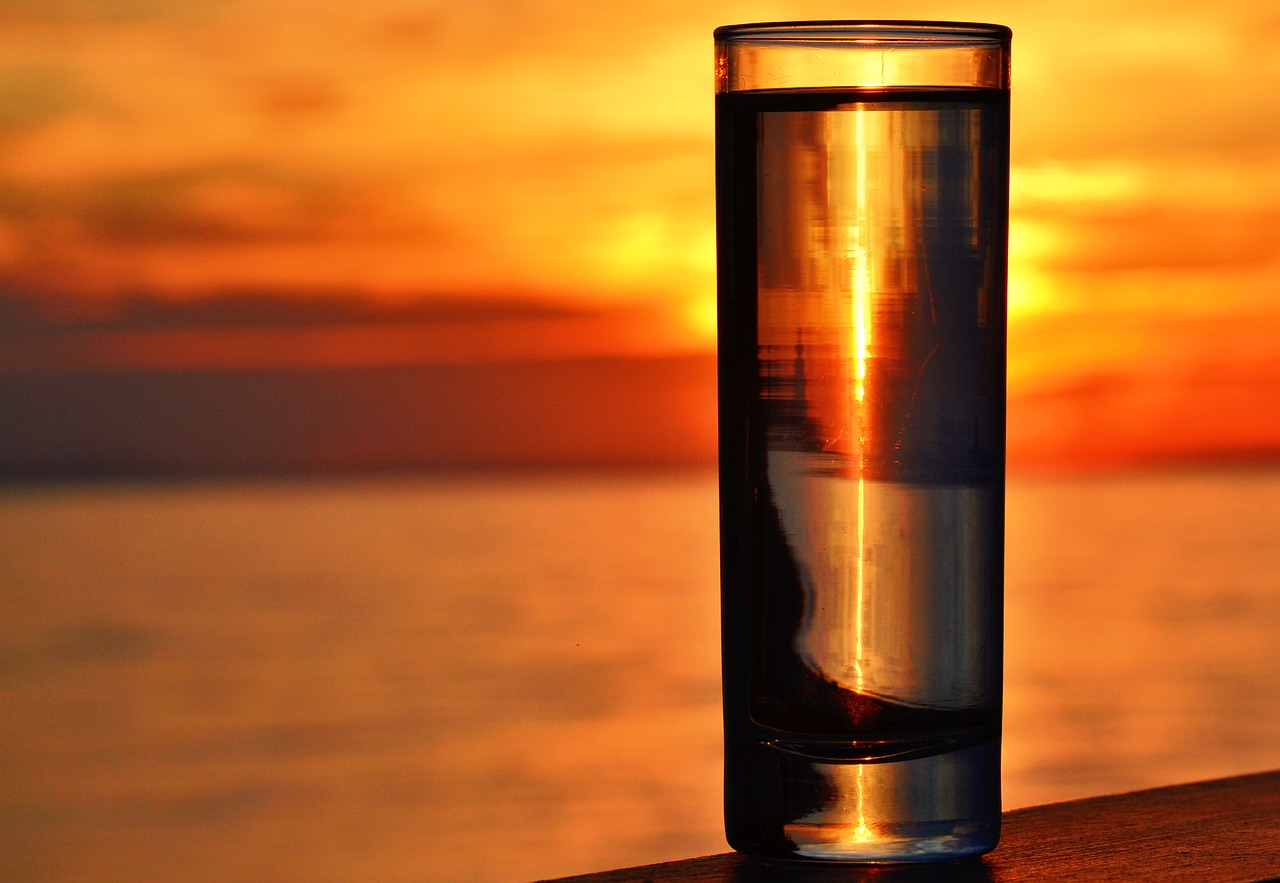 Image - seascape sunset glass by the sea