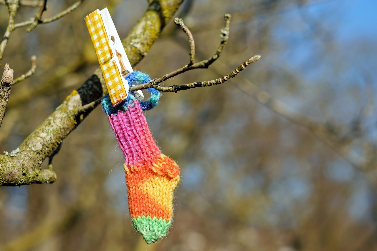 Image - sock colorful knitted hand labor