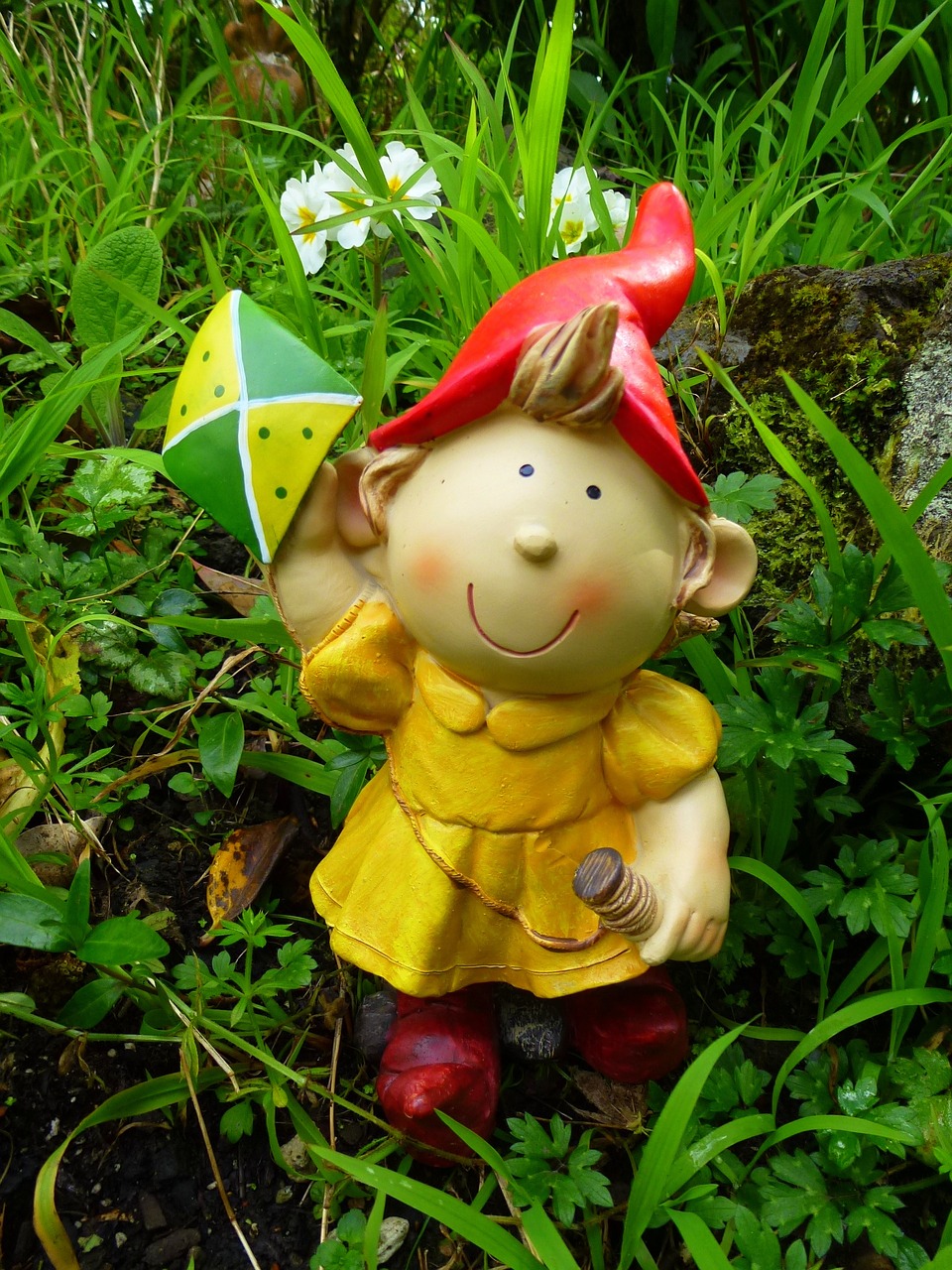 Image - gnome kite girl cute yellow