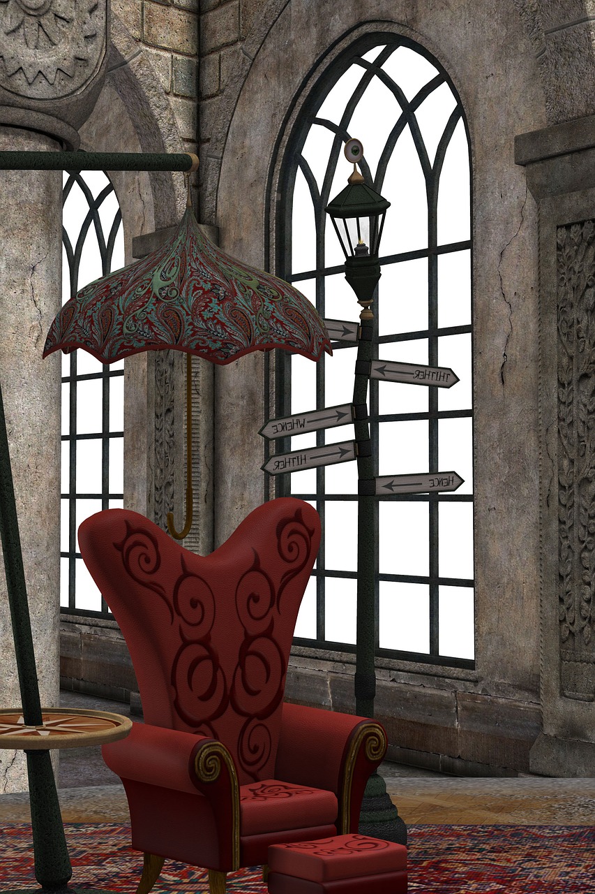 Image - room window chair surreal umbrella