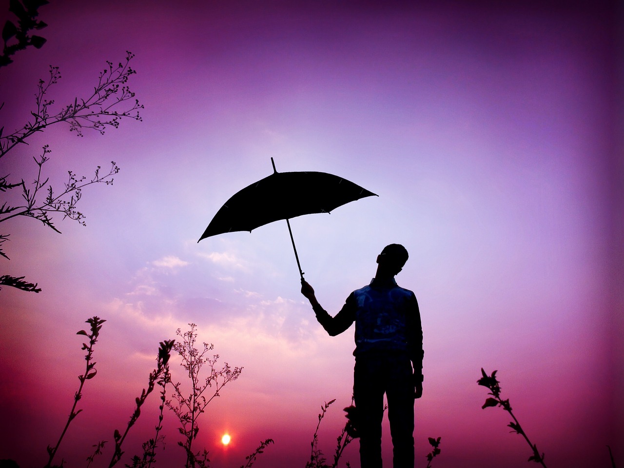 Image - silhouette umbrella beautiful