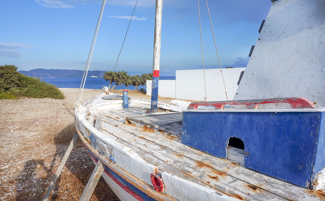 Image - milos old fishing boat blue sky