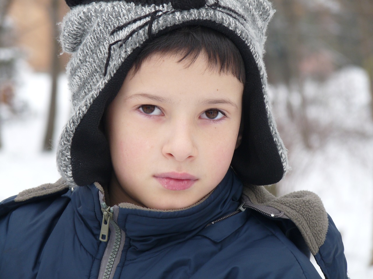 Image - child boy facial mood winter