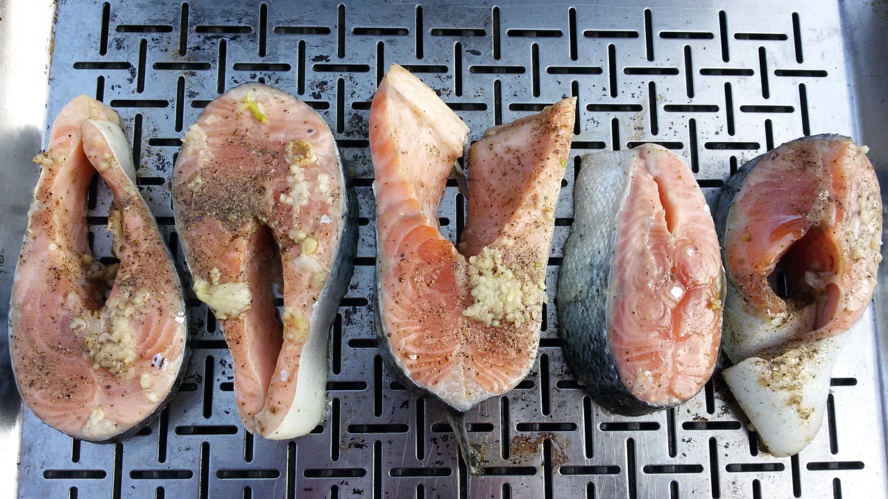 Image - food fish salmon steak bbq roast