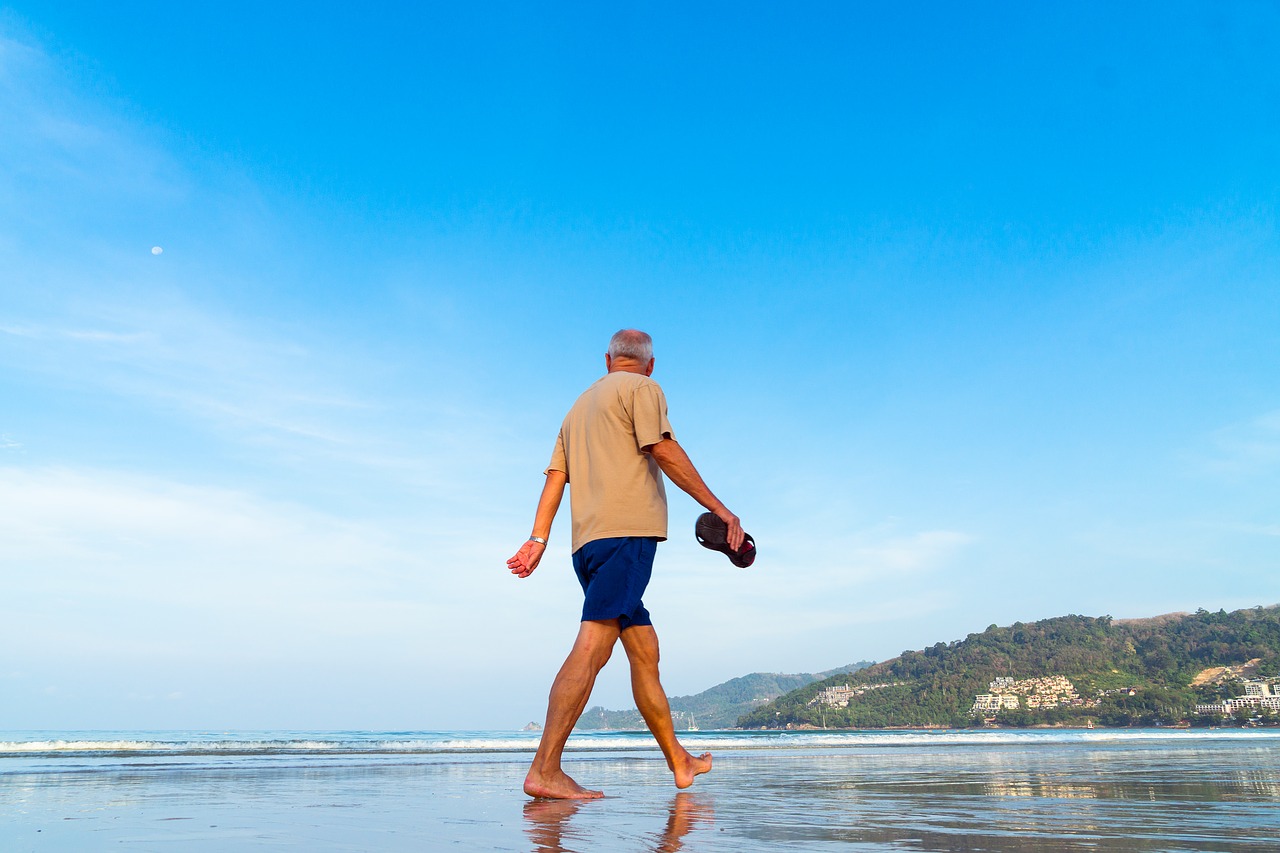 Image - beach senior man male walking