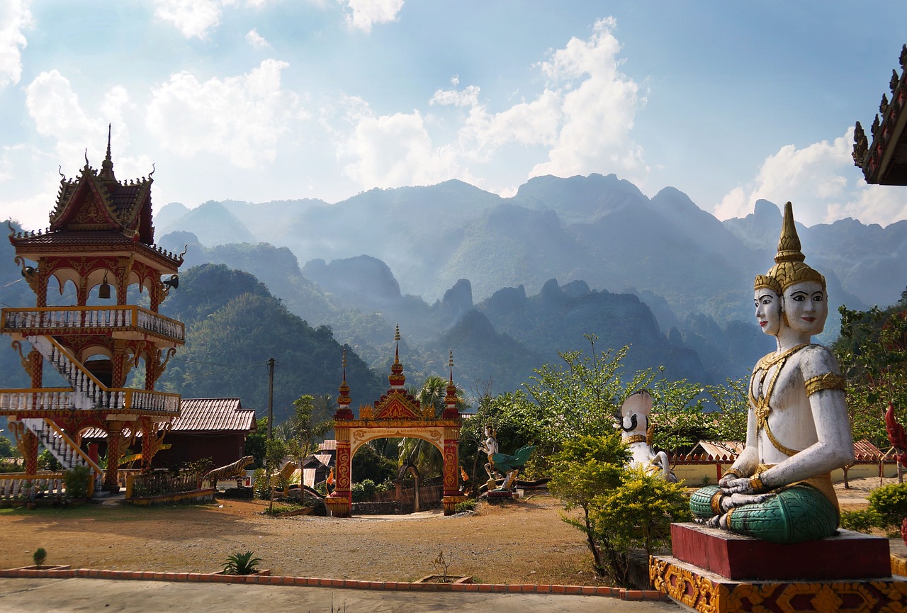 Image - laos temple mountains buddhist