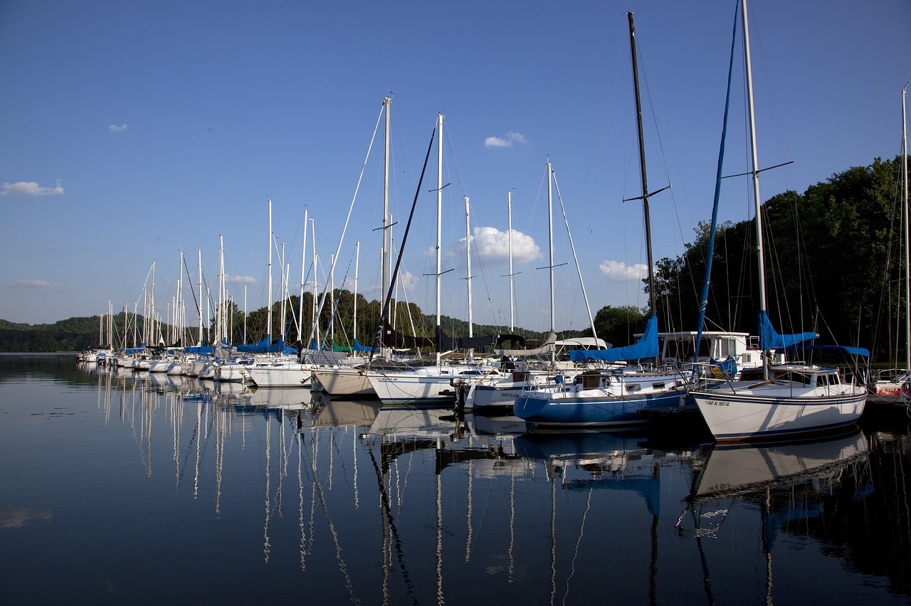 Image - sailboats lake vessels marina port