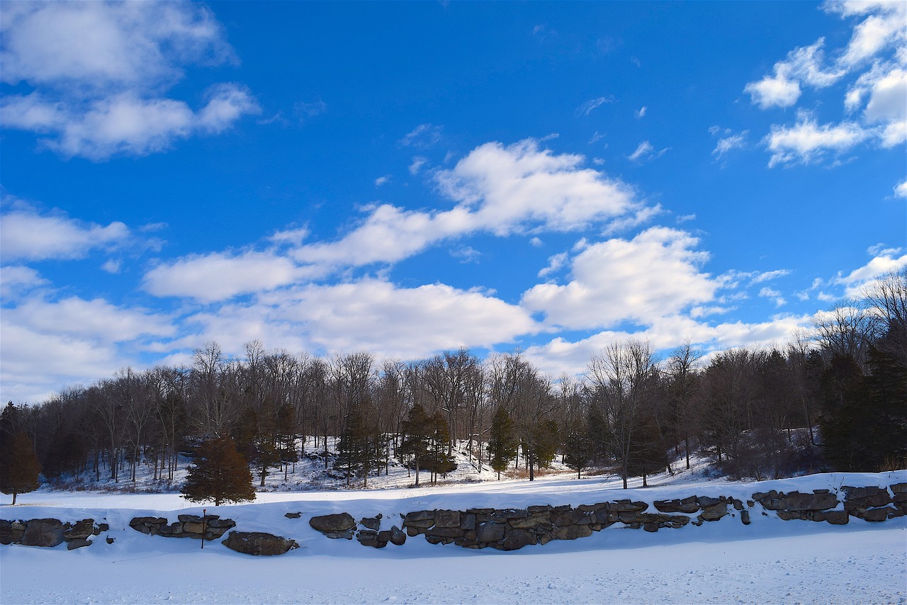 Image - snow field blue sky clouds