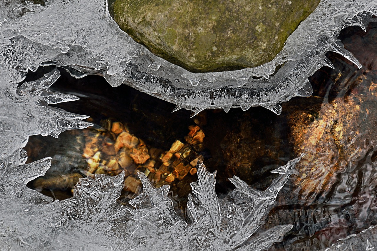 Image - icy creek ice winter landscape