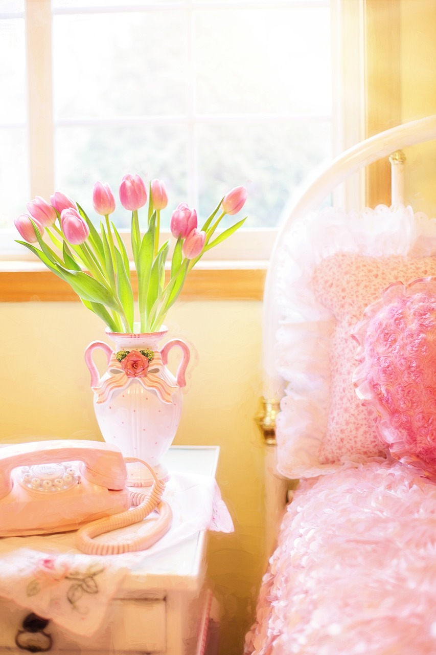 Image - tulips pink bed morning pink phone