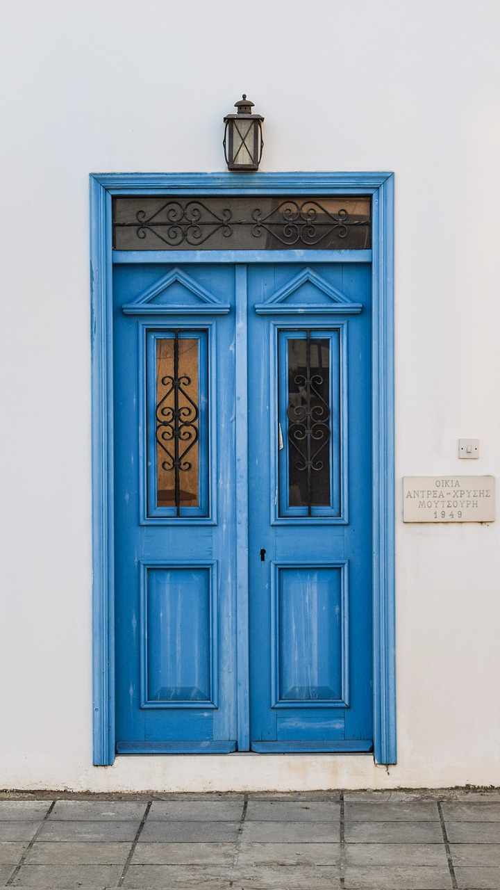 Image - door wooden blue entrance white