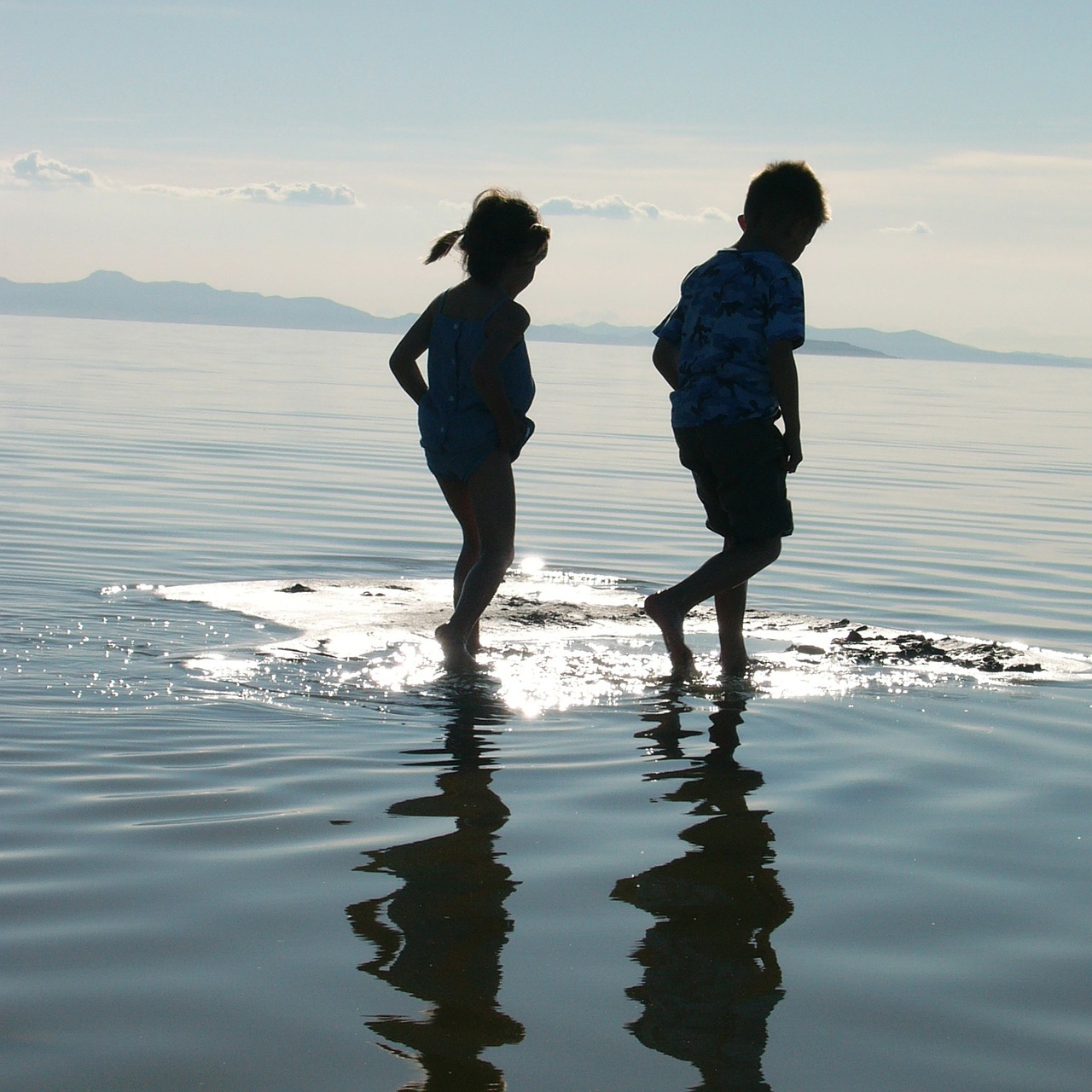 Image - children walking water river