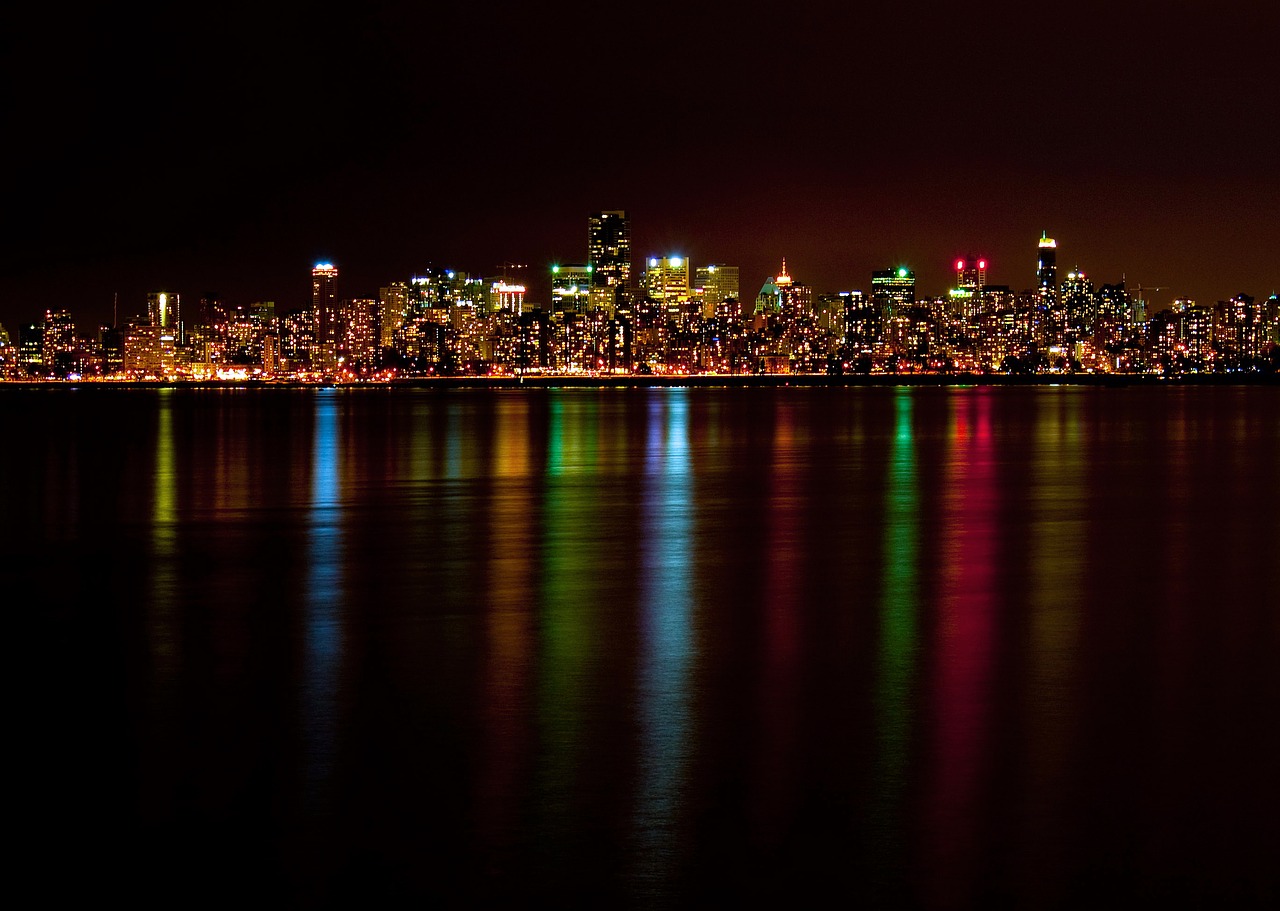 Image - city vancouver lights water night