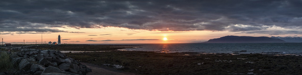 Image - panorama sunset iceland sky sea
