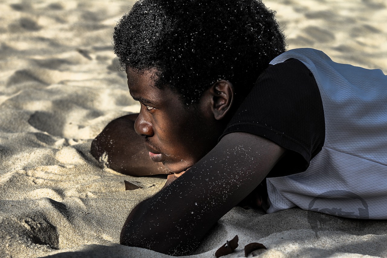 Image - man sand afro male black beach