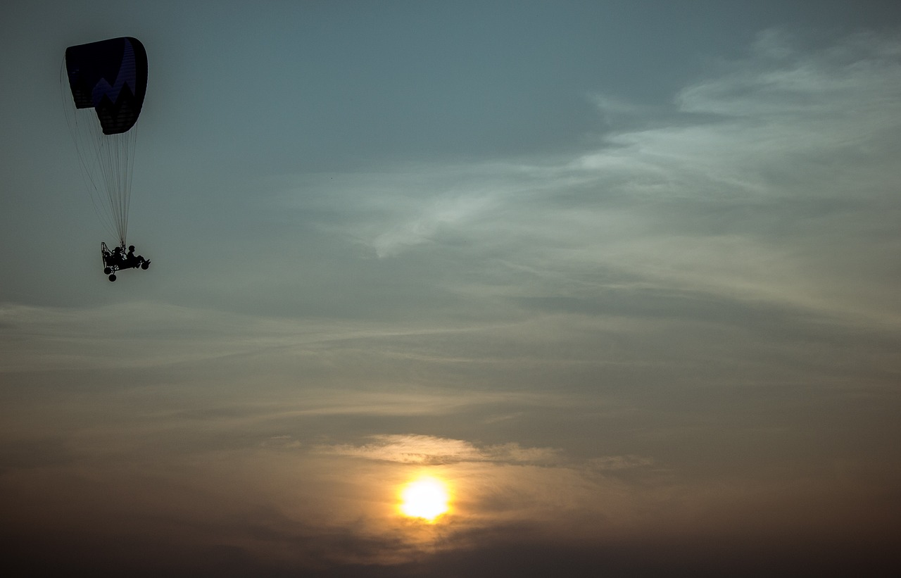 Image - paraglider sky sun sunset journey