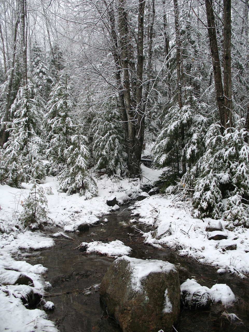 Image - snow stream winter water landscape