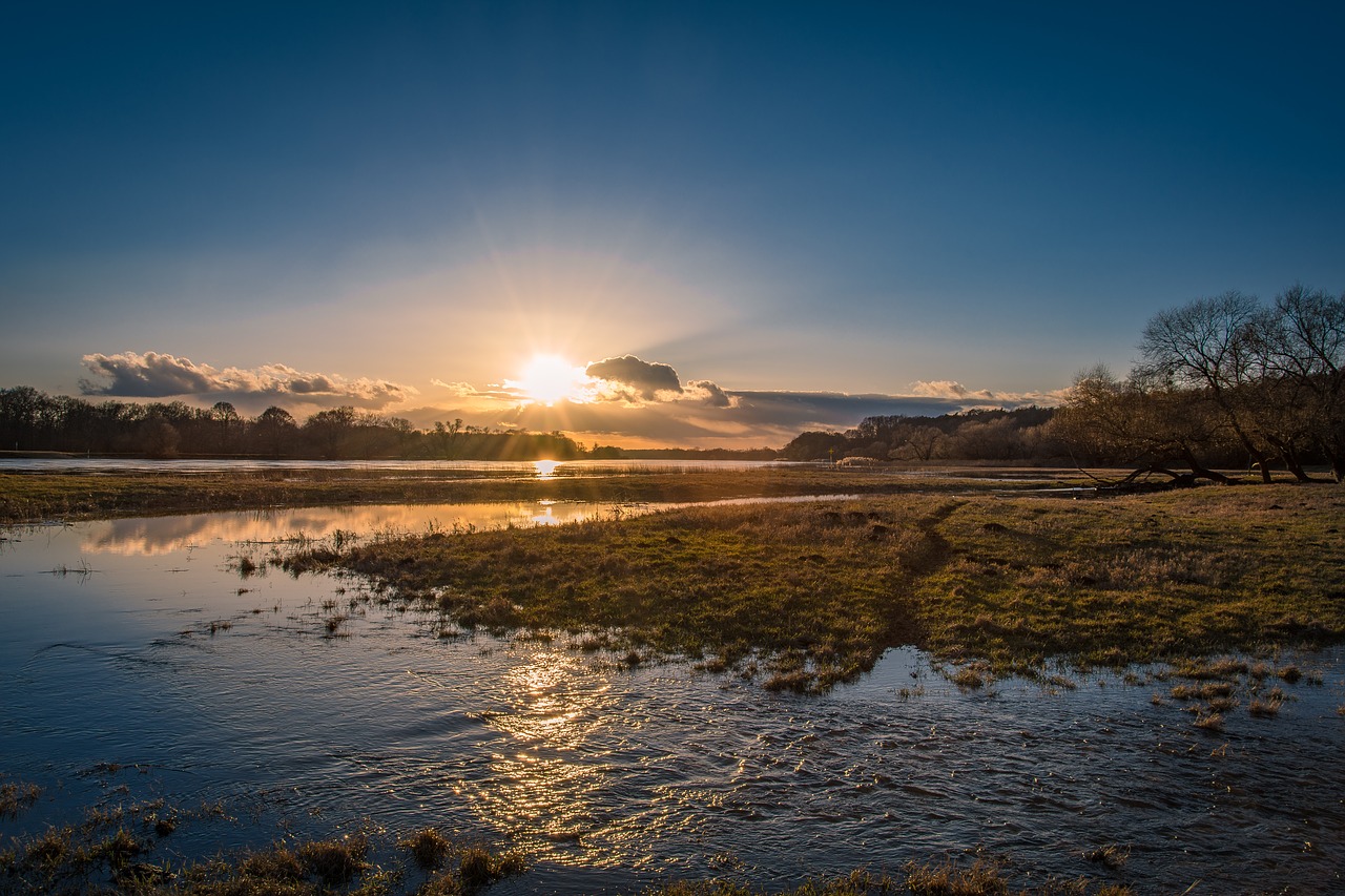 Image - elbe high water evening river